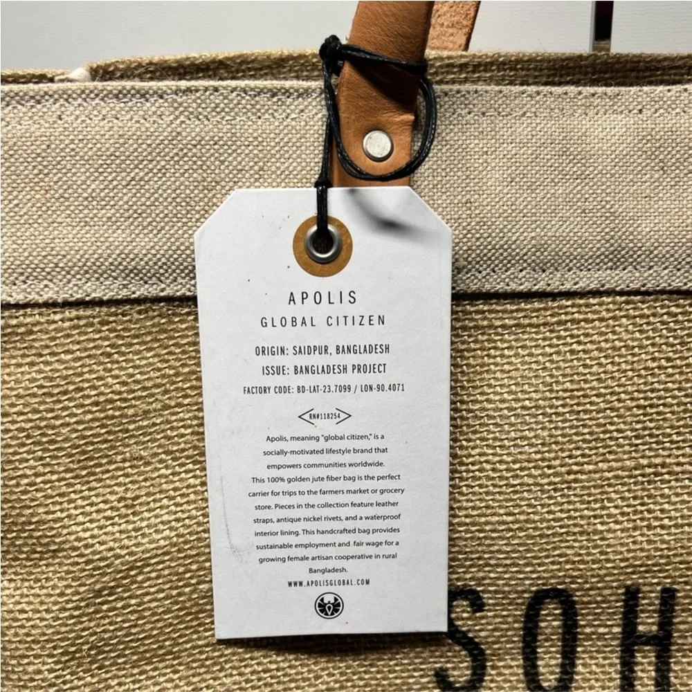NWT! Apolis Global Citizen SOHO NEW YORK USA Market Bag Tote. OS - Picture 3 of 6